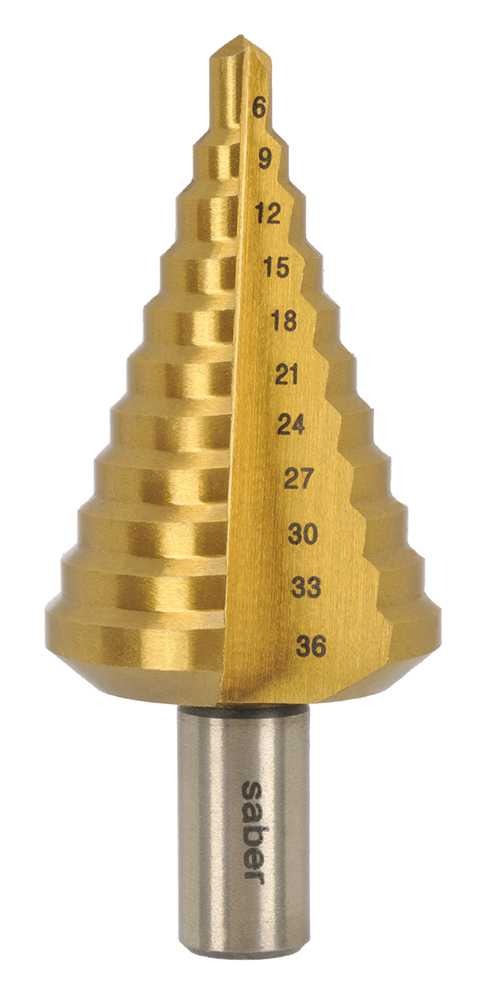 Saber - Saber 6 - 36mm TiN Coated HSS Straight Flute TiN Coated Step Drill