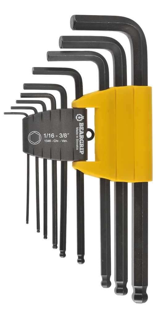 Beargrip Hex Key Swing Set 9 piece Ball End 1/16 - 3/8
