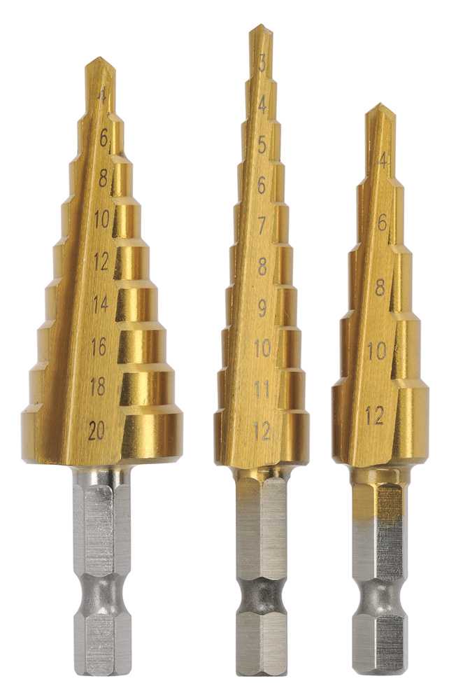 Dymaxion HSS TiN Coated 3 Piece Step Drill Set