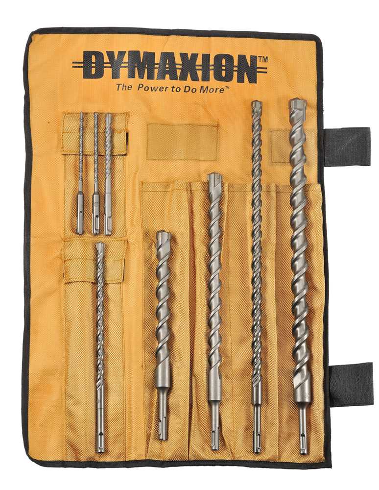 Dymaxion SDS Plus Masonry Drill Bit Set in Roll Kit - 8 Piece - Electrical Sizes