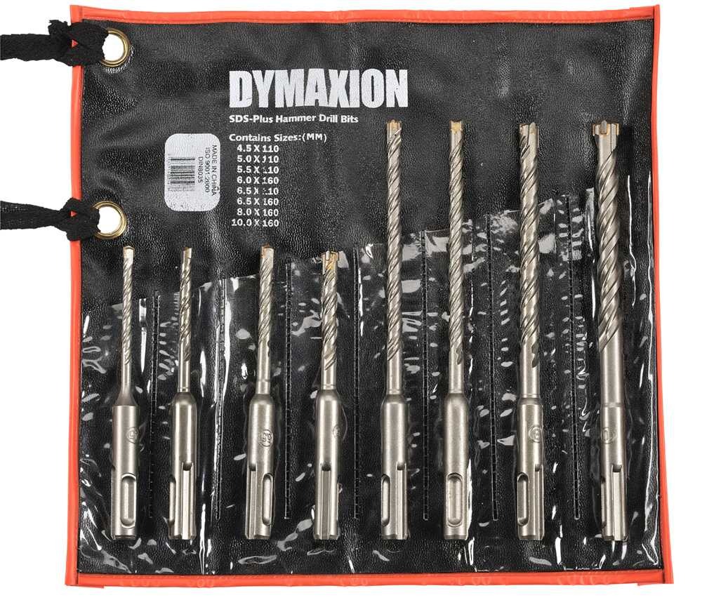 Dymaxion SDS Plus Masonry Drill Bit Set in Roll Kit - 8 Piece - Fixing Sizes