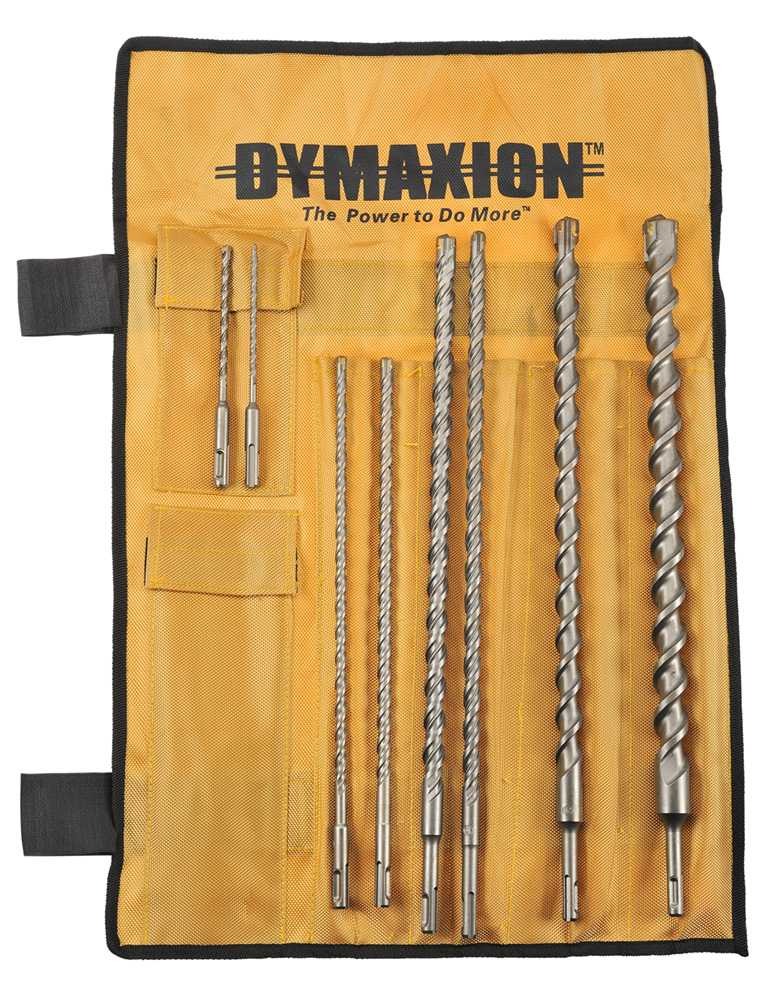 Dymaxion SDS Plus Masonry Drill Bit Set in Roll Kit - 8 Piece - Plumbing Sizes